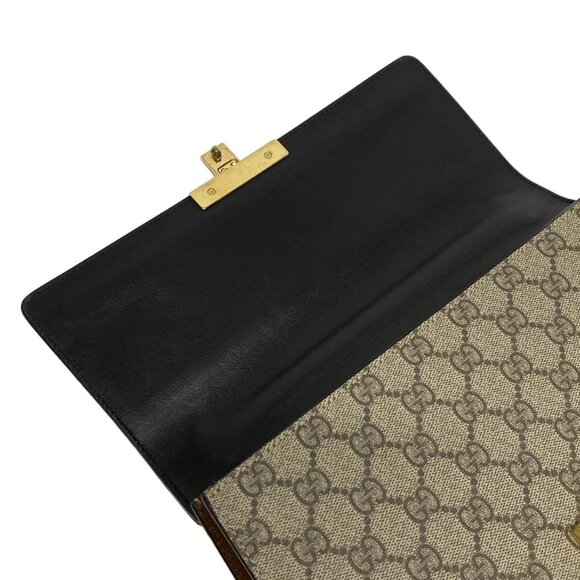 Auth GUCCI Padlock 409486 Beige Ebony Black PVC Leather Shoulder Bag - Picture 13 of 16